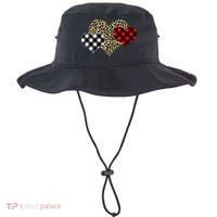 Cute Stylish Leopard Plaid Print Valentine Hearts Bucket Hat thumb 0