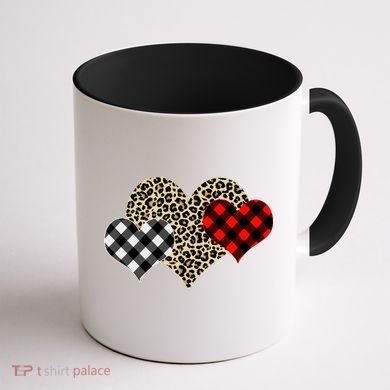 Cute Stylish Leopard Plaid Print Valentine Hearts Coffee Mug back