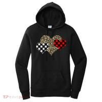 Cute Stylish Leopard Plaid Print Valentine Hearts Women's Hoodie thumb 0