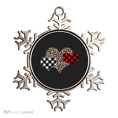 Cute Stylish Leopard Plaid Print Valentine Hearts Ornament