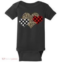 Cute Stylish Leopard Plaid Print Valentine Hearts Baby Bodysuit thumb 0