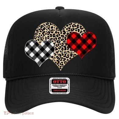 Cute Stylish Leopard Plaid Print Valentine Hearts Hat