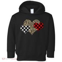 Cute Stylish Leopard Plaid Print Valentine Hearts Toddler Hoodie thumb 0