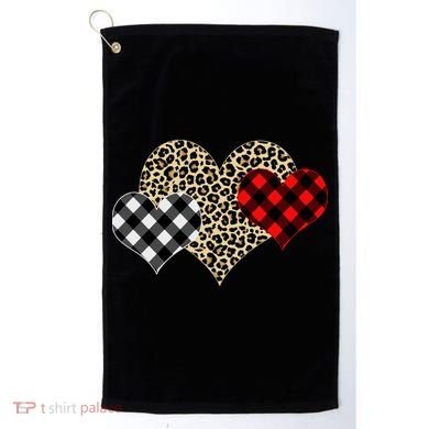 Cute Stylish Leopard Plaid Print Valentine Hearts Golf Towel
