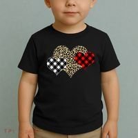 Cute Stylish Leopard Plaid Print Valentine Hearts Toddler T-Shirt thumb 2