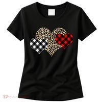Cute Stylish Leopard Plaid Print Valentine Hearts Women's T-Shirt thumb 0