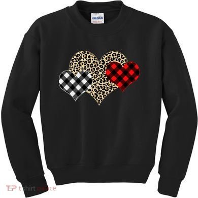 Cute Stylish Leopard Plaid Print Valentine Hearts Kids Sweatshirt