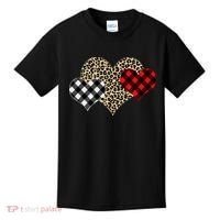 Cute Stylish Leopard Plaid Print Valentine Hearts Kids T-Shirt thumb 0