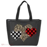 Cute Stylish Leopard Plaid Print Valentine Hearts Tote Bag thumb 0