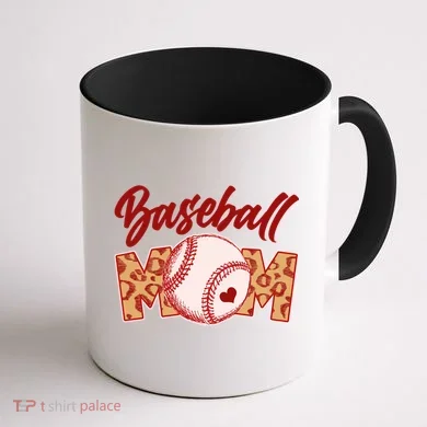 Cute Stylish Leopard Print Baseball Mom Coffee Mug back