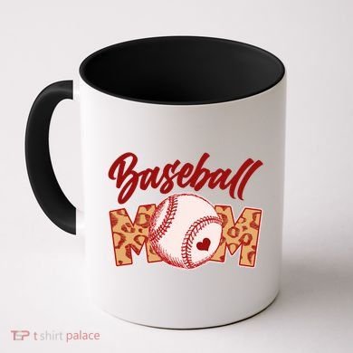Cute Stylish Leopard Print Baseball Mom Coffee Mug