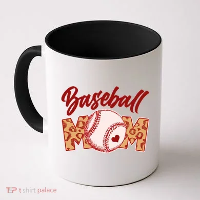 Cute Stylish Leopard Print Baseball Mom Coffee Mug
