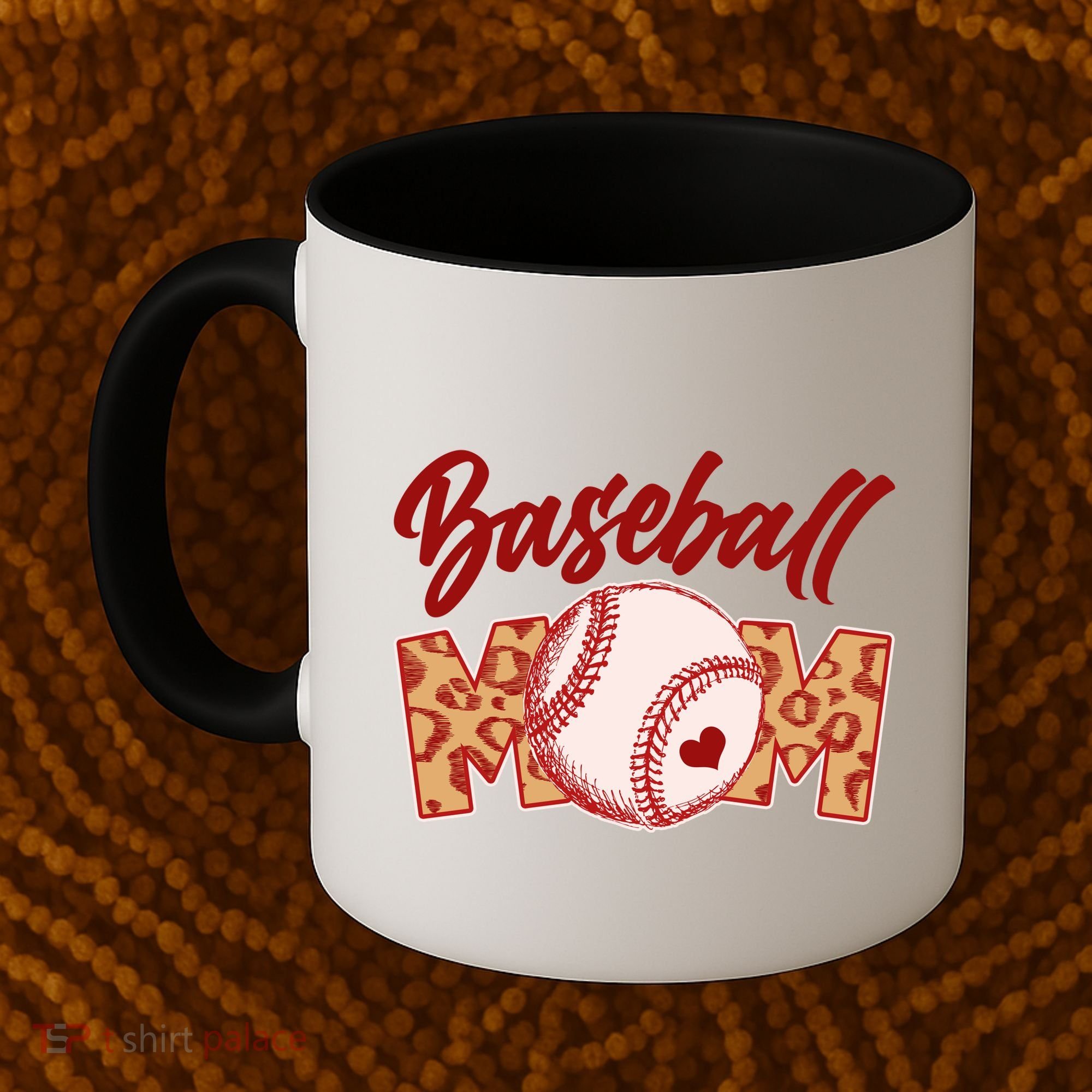 Cute Stylish Leopard Print Baseball Mom Coffee Mug