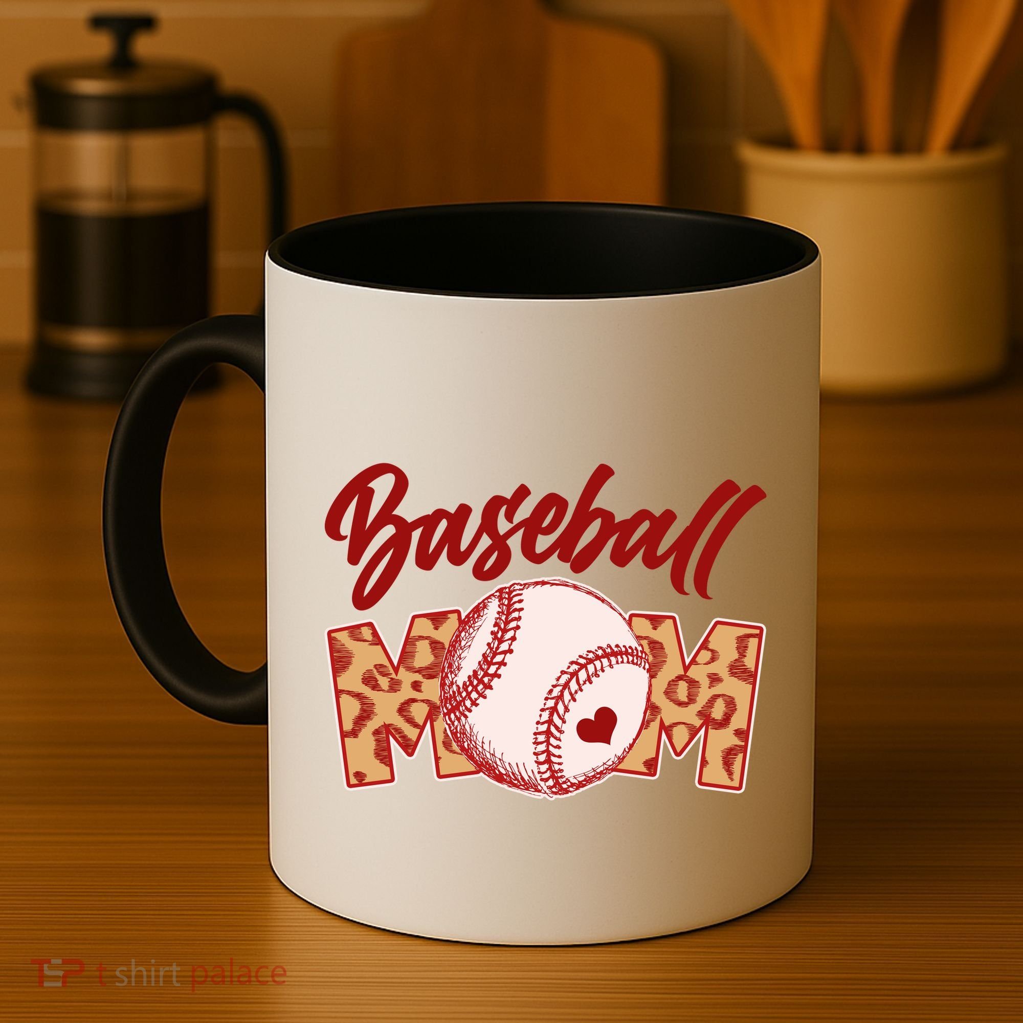 Cute Stylish Leopard Print Baseball Mom Coffee Mug