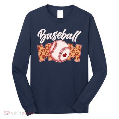Cute Stylish Leopard Print Baseball Mom Long Sleeve Shirt
