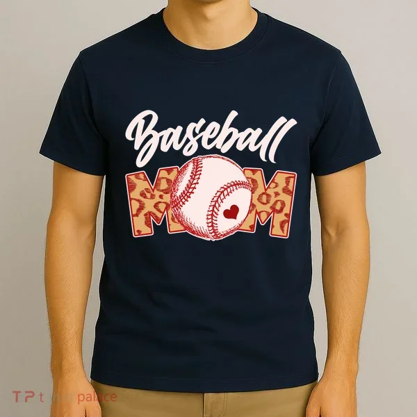 Cute Stylish Leopard Print Baseball Mom T-Shirt