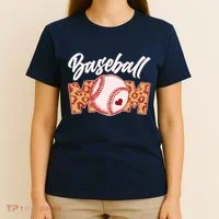 Cute Stylish Leopard Print Baseball Mom T-Shirt thumb 4