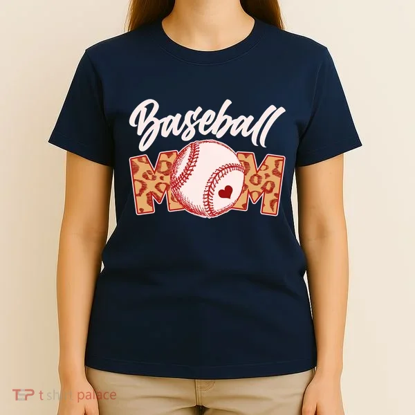 Cute Stylish Leopard Print Baseball Mom T-Shirt