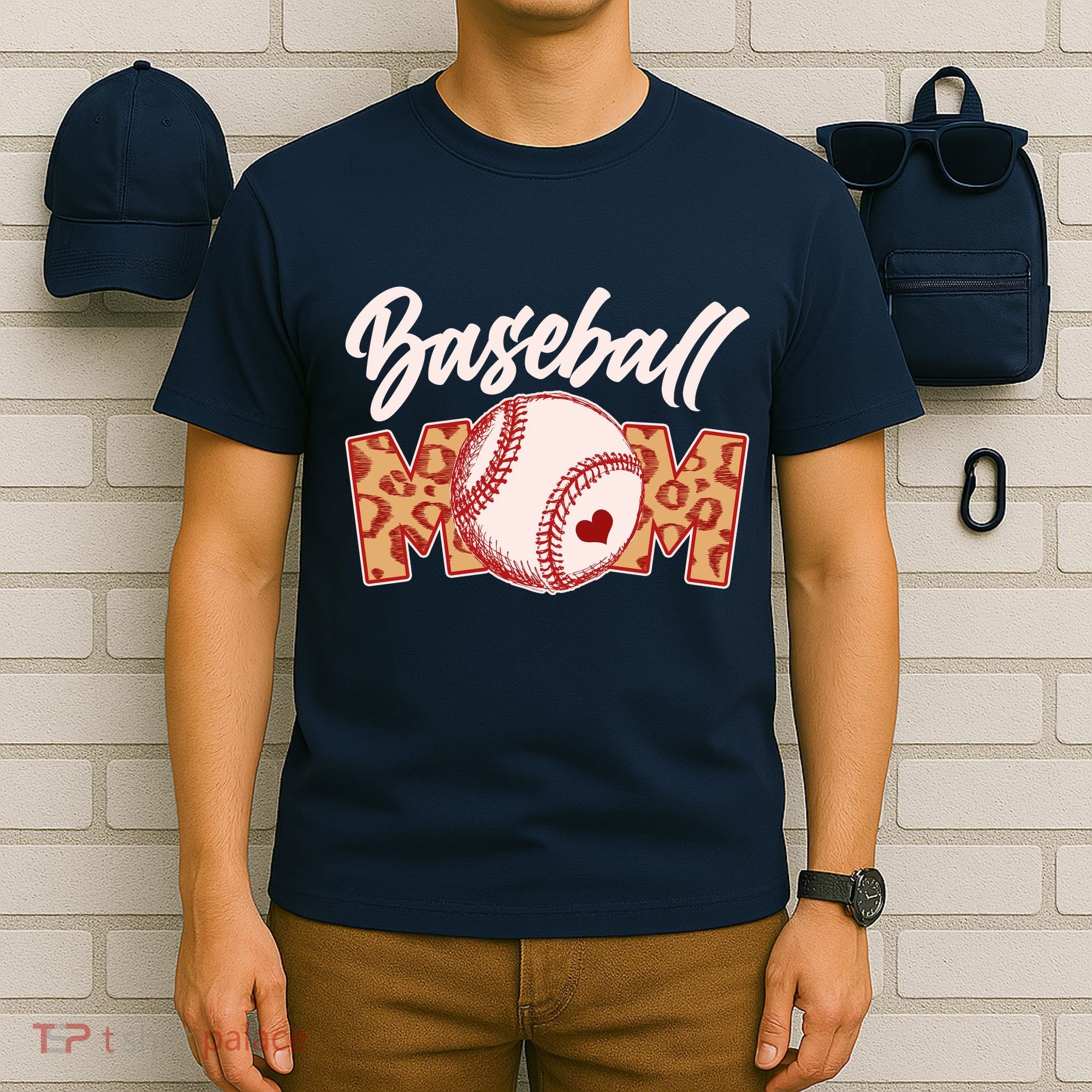 Cute Stylish Leopard Print Baseball Mom T-Shirt