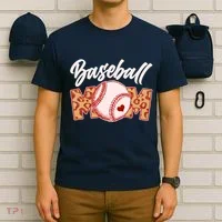 Cute Stylish Leopard Print Baseball Mom T-Shirt thumb 6
