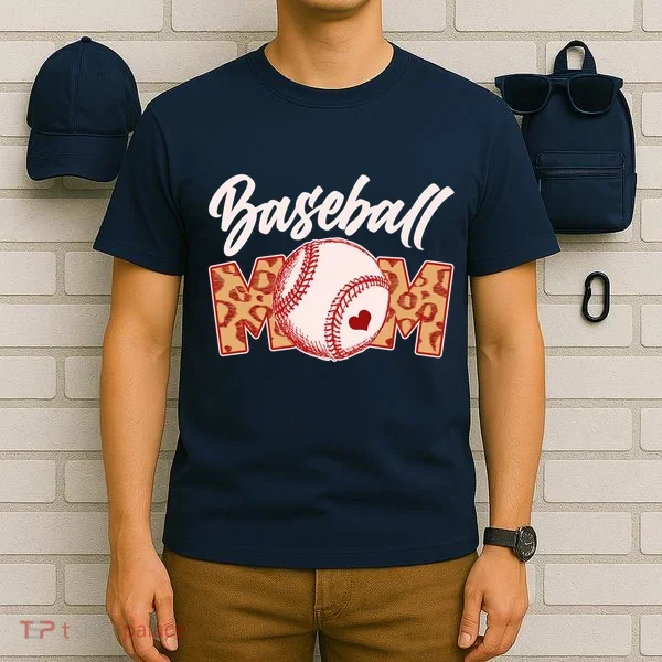 Cute Stylish Leopard Print Baseball Mom T-Shirt