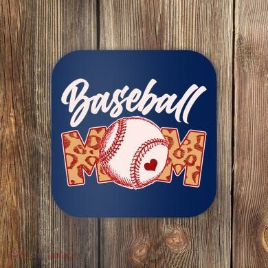Cute Stylish Leopard Print Baseball Mom Coaster
