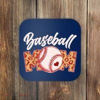 Cute Stylish Leopard Print Baseball Mom Coaster thumb 0