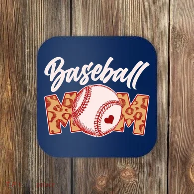 Cute Stylish Leopard Print Baseball Mom Coaster