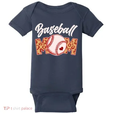 Cute Stylish Leopard Print Baseball Mom Baby Bodysuit