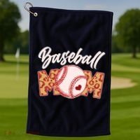 Cute Stylish Leopard Print Baseball Mom Golf Towel thumb 1