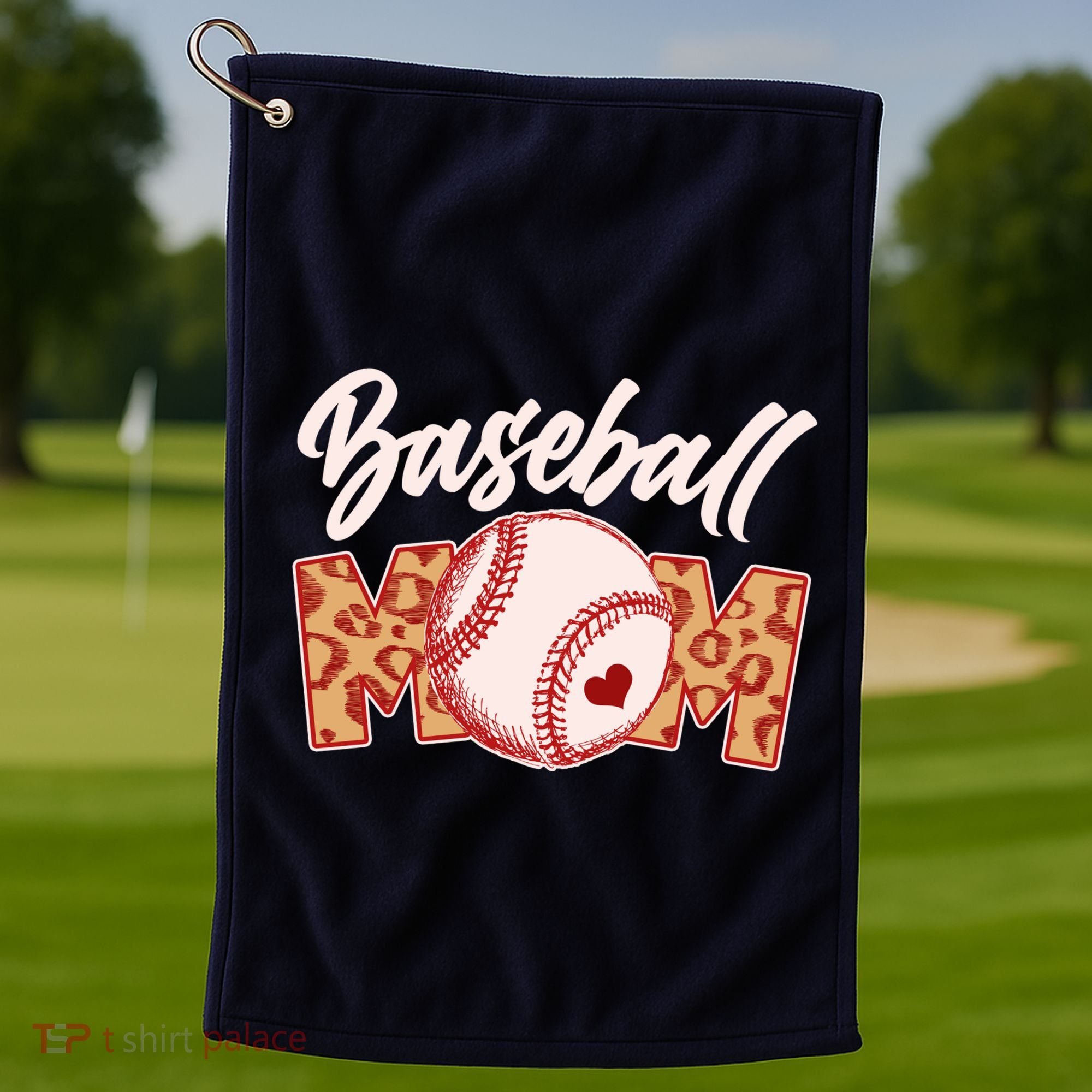 Cute Stylish Leopard Print Baseball Mom Golf Towel
