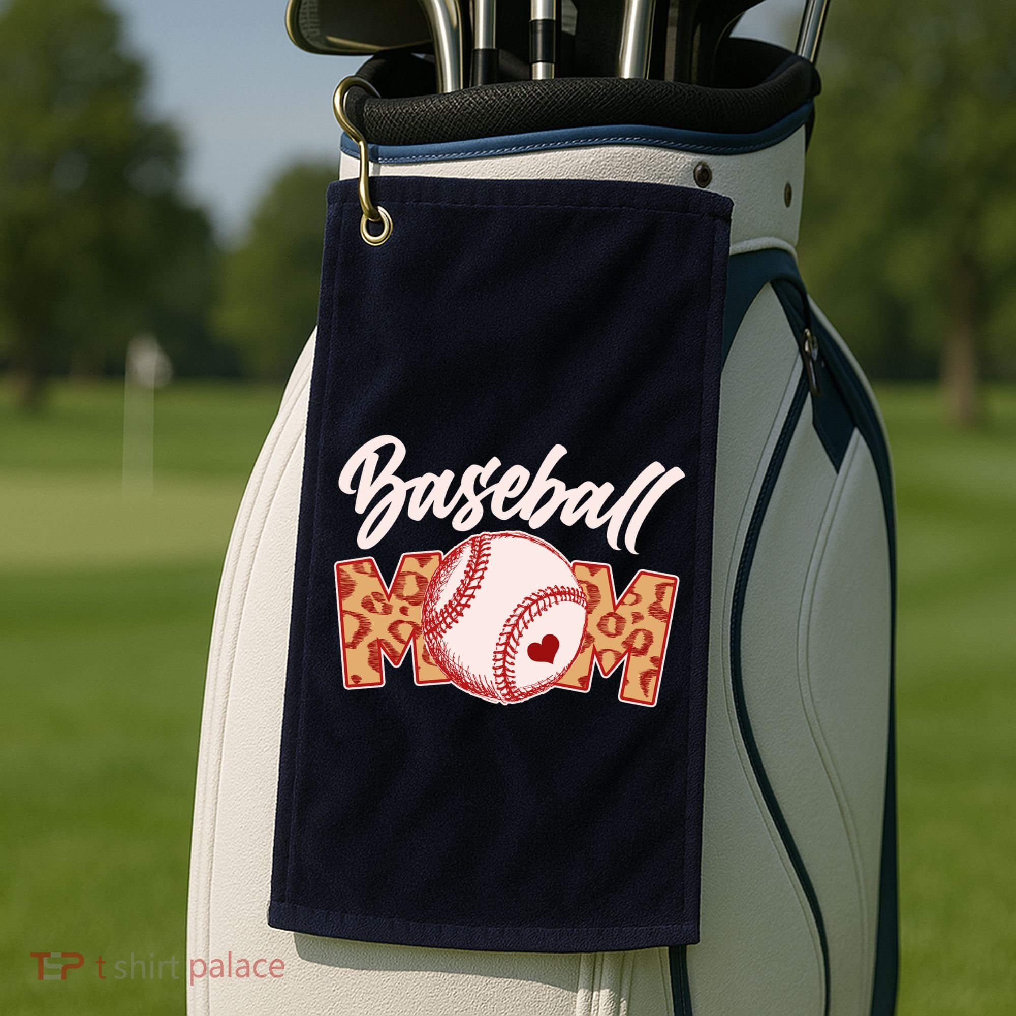 Cute Stylish Leopard Print Baseball Mom Golf Towel