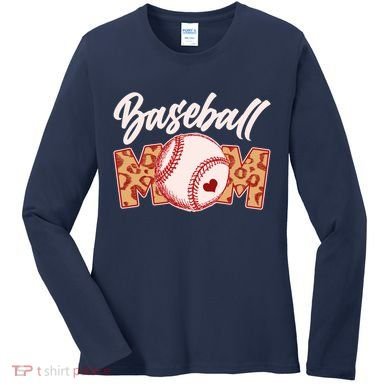 Cute Stylish Leopard Print Baseball Mom Women's Long Sleeve Shirt