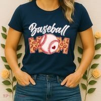 Cute Stylish Leopard Print Baseball Mom Women's T-Shirt thumb 2
