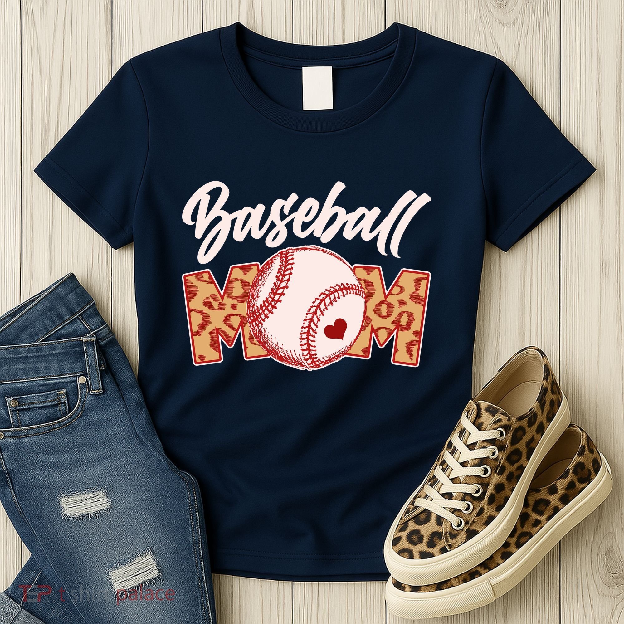 Cute Stylish Leopard Print Baseball Mom Women's T-Shirt