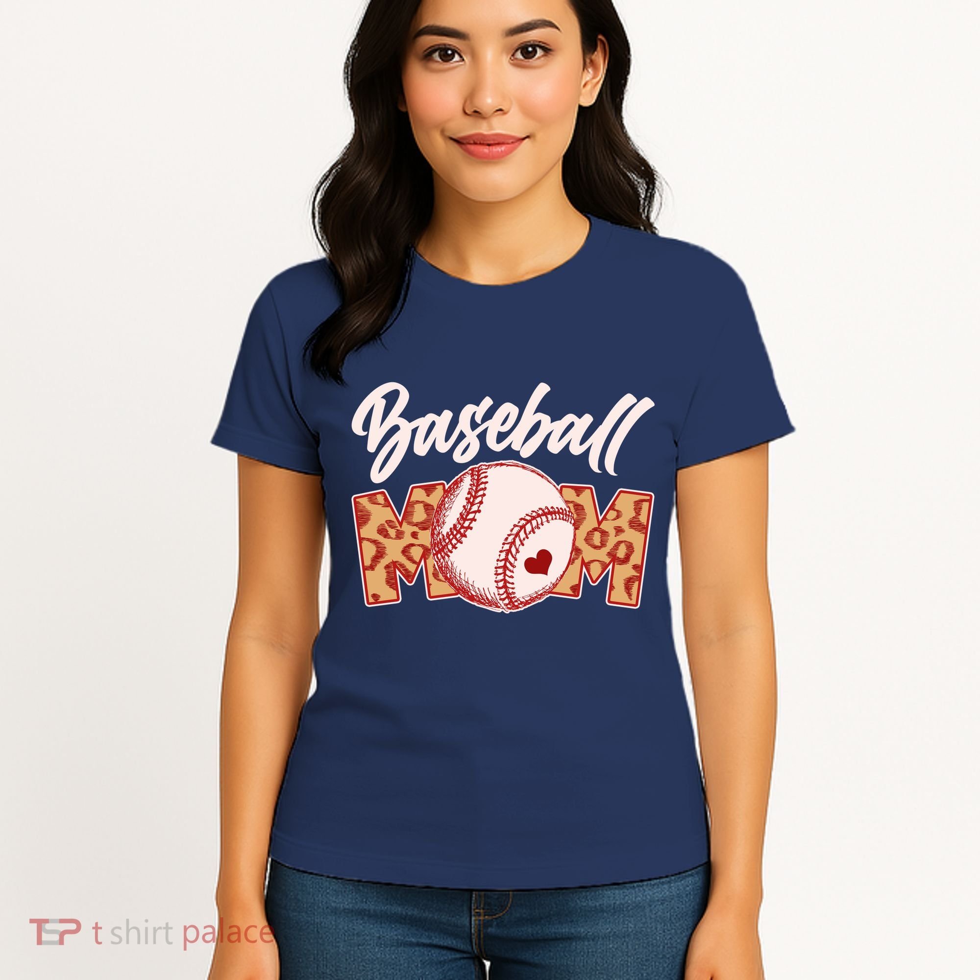 Cute Stylish Leopard Print Baseball Mom Women's T-Shirt