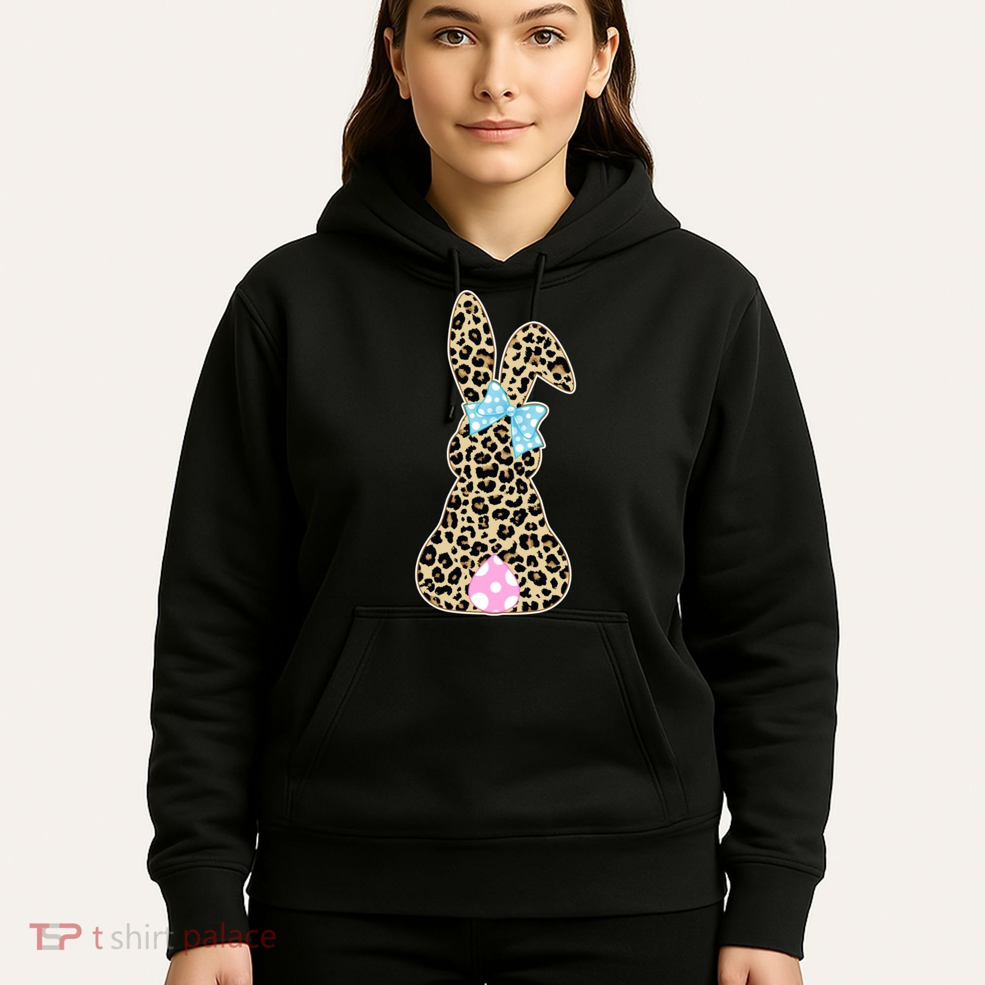 Cute Stylish Leopard Print Easter Bunny Hoodie