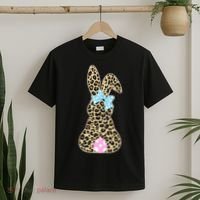 Cute Stylish Leopard Print Easter Bunny T-Shirt thumb 2