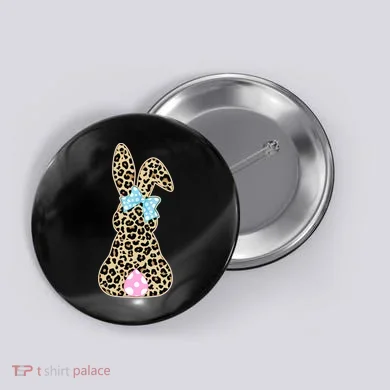 Cute Stylish Leopard Print Easter Bunny Button