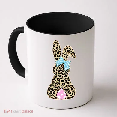 Cute Stylish Leopard Print Easter Bunny Coffee Mug