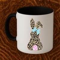 Cute Stylish Leopard Print Easter Bunny Coffee Mug thumb 2