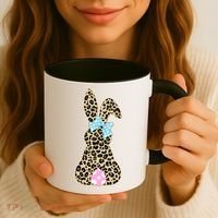Cute Stylish Leopard Print Easter Bunny Coffee Mug thumb 3