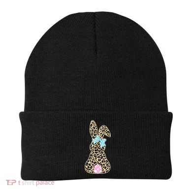 Cute Stylish Leopard Print Easter Bunny Beanie