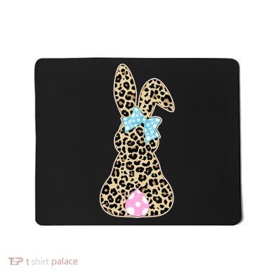 Cute Stylish Leopard Print Easter Bunny Mousepad