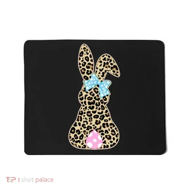 Cute Stylish Leopard Print Easter Bunny Mousepad