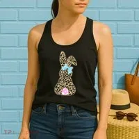 Cute Stylish Leopard Print Easter Bunny Women's Tank Top thumb 2