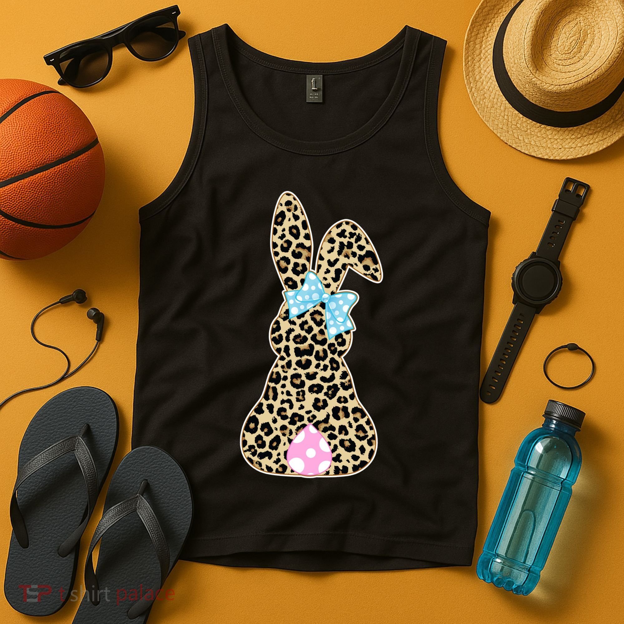 Cute Stylish Leopard Print Easter Bunny Tank Top