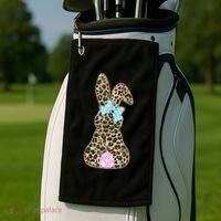 Cute Stylish Leopard Print Easter Bunny Golf Towel thumb 2