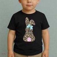 Cute Stylish Leopard Print Easter Bunny Toddler T-Shirt thumb 2