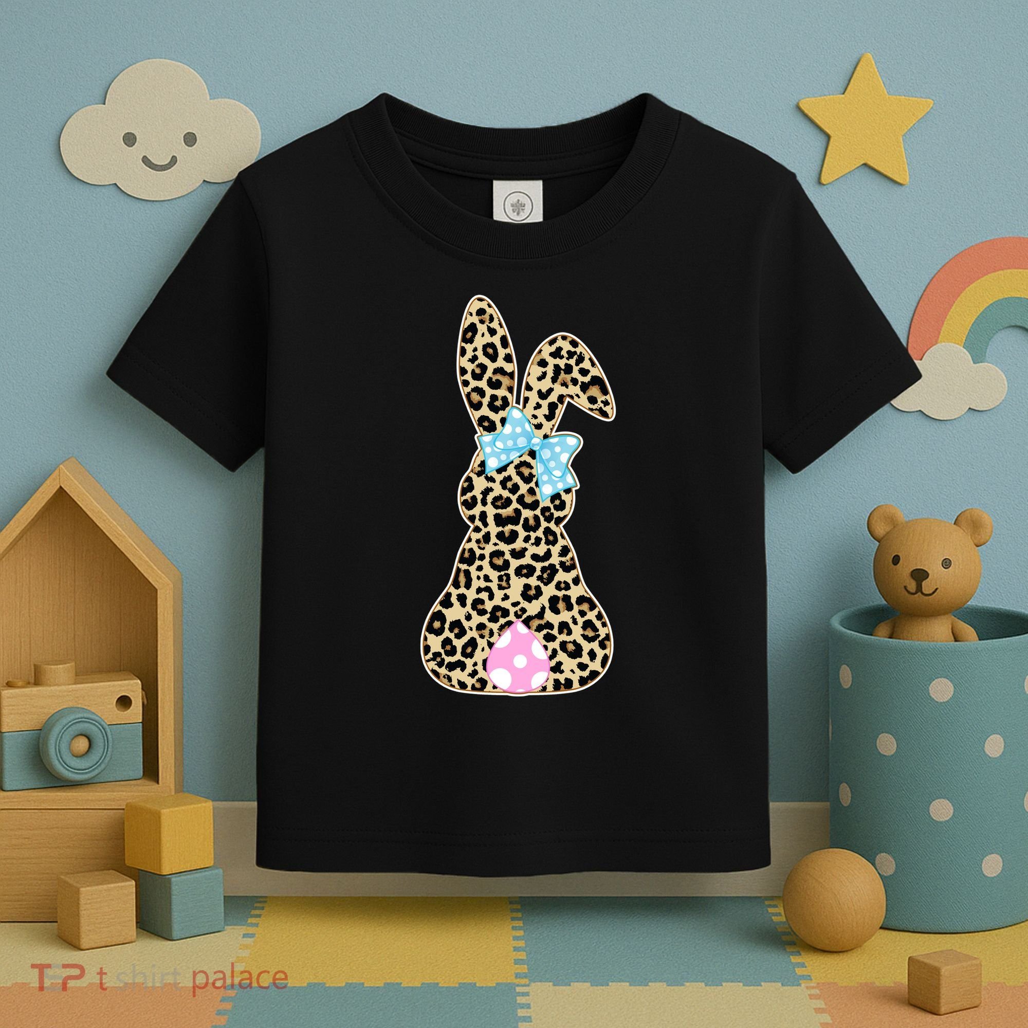 Cute Stylish Leopard Print Easter Bunny Toddler T-Shirt